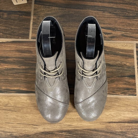 Toms Desert Wedge Women's Size 8.5 Shoes Metallic Lace Up Comfort Ankle Boot - Picture 11 of 13